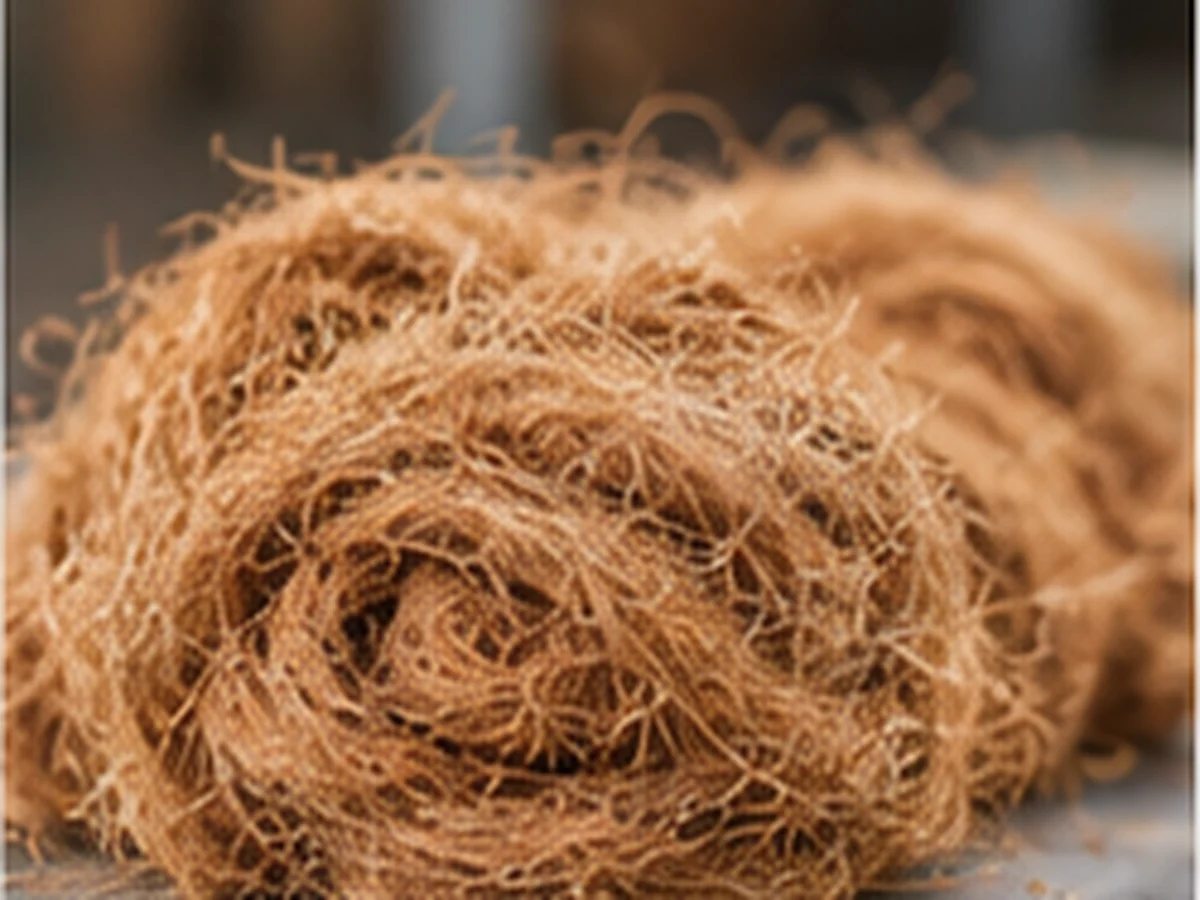 A coiled bundle of coir fibre.